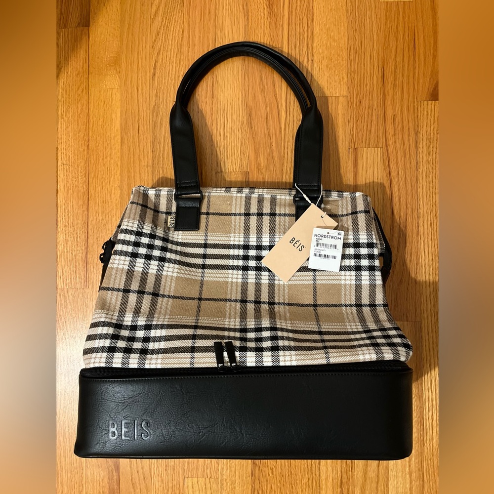 NWT Beis plaid mini weekender